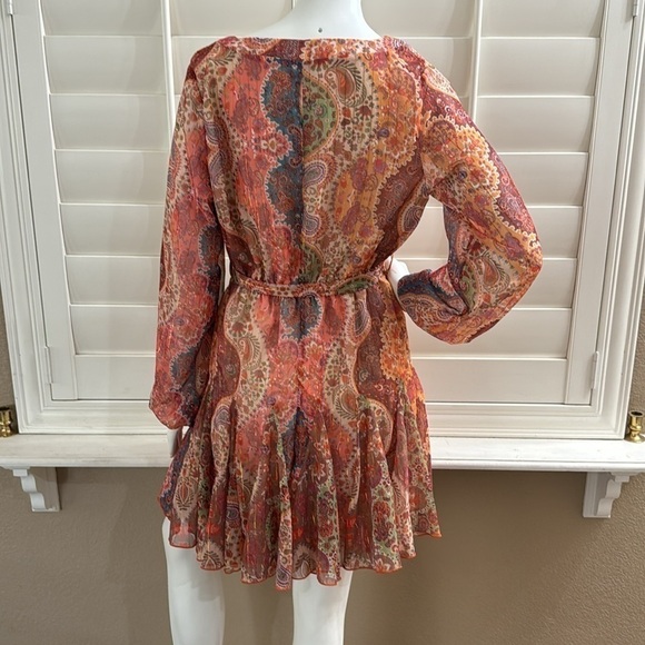 UMGEE METALLIC V NECK BELTED DRESS in Rust - Picture 6 of 12